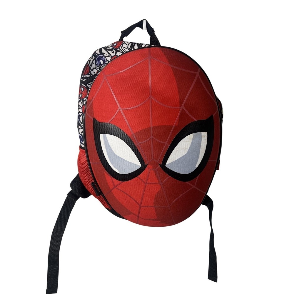 Marvel Spider-Man Kids Backpack 3D Mask‎ Face Red Black One Size Disney Store